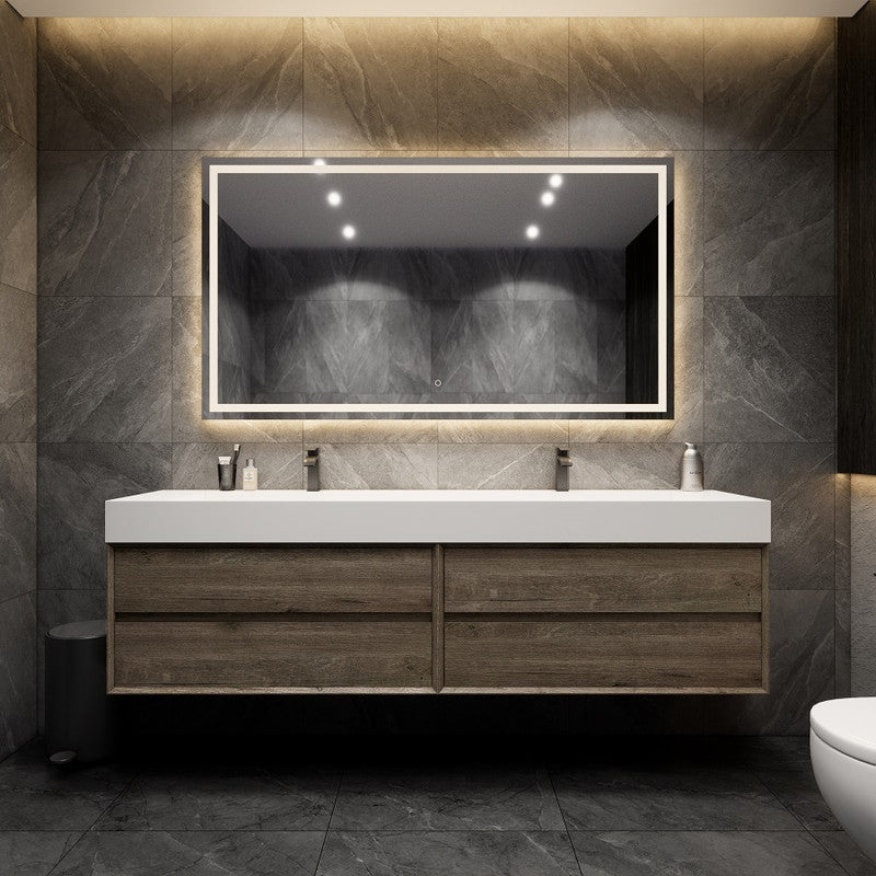 Max 84" Wall Mounted Bathroom Vanity with Reinforced Acrylic Integrated Sink Top