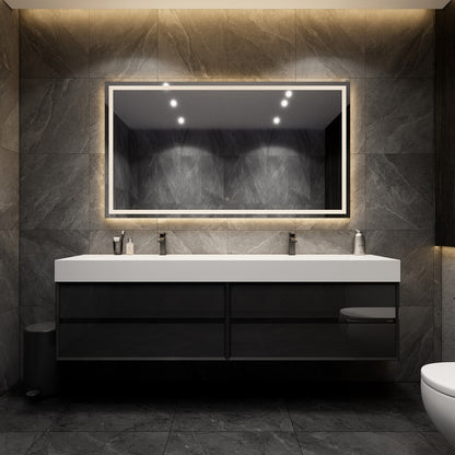 Max 84" Wall Mounted Bathroom Vanity with Reinforced Acrylic Integrated Sink Top