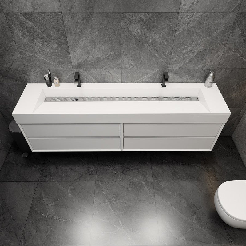 Max 84" Wall Mounted Bathroom Vanity with Reinforced Acrylic Integrated Sink Top
