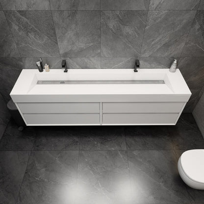 Max 84" Wall Mounted Bathroom Vanity with Reinforced Acrylic Integrated Sink Top