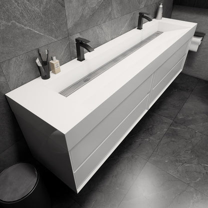 Max 84" Wall Mounted Bathroom Vanity with Reinforced Acrylic Integrated Sink Top