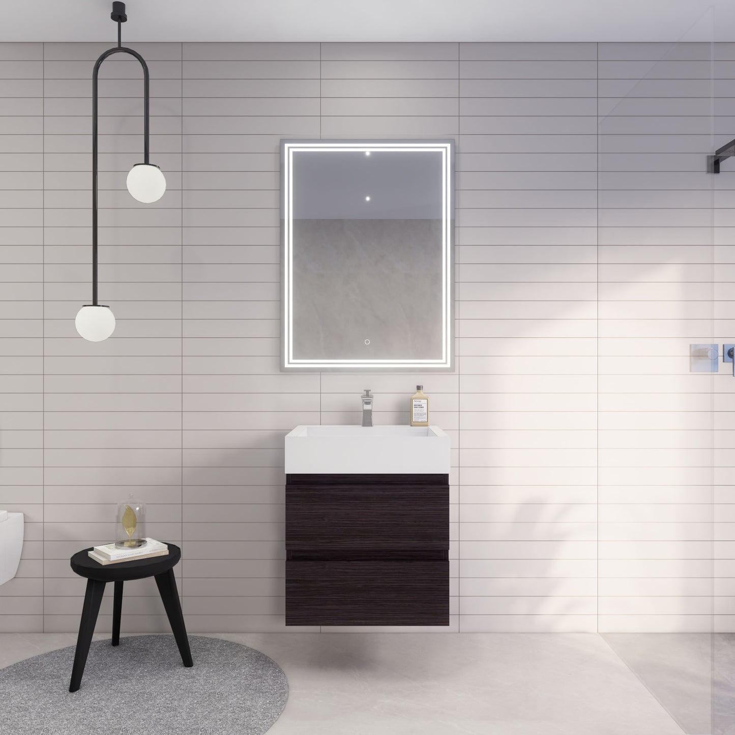 Monterey 24" Wall Mounted Bathroom Vanity with Reinforced Acrylic Integrated Sink Top