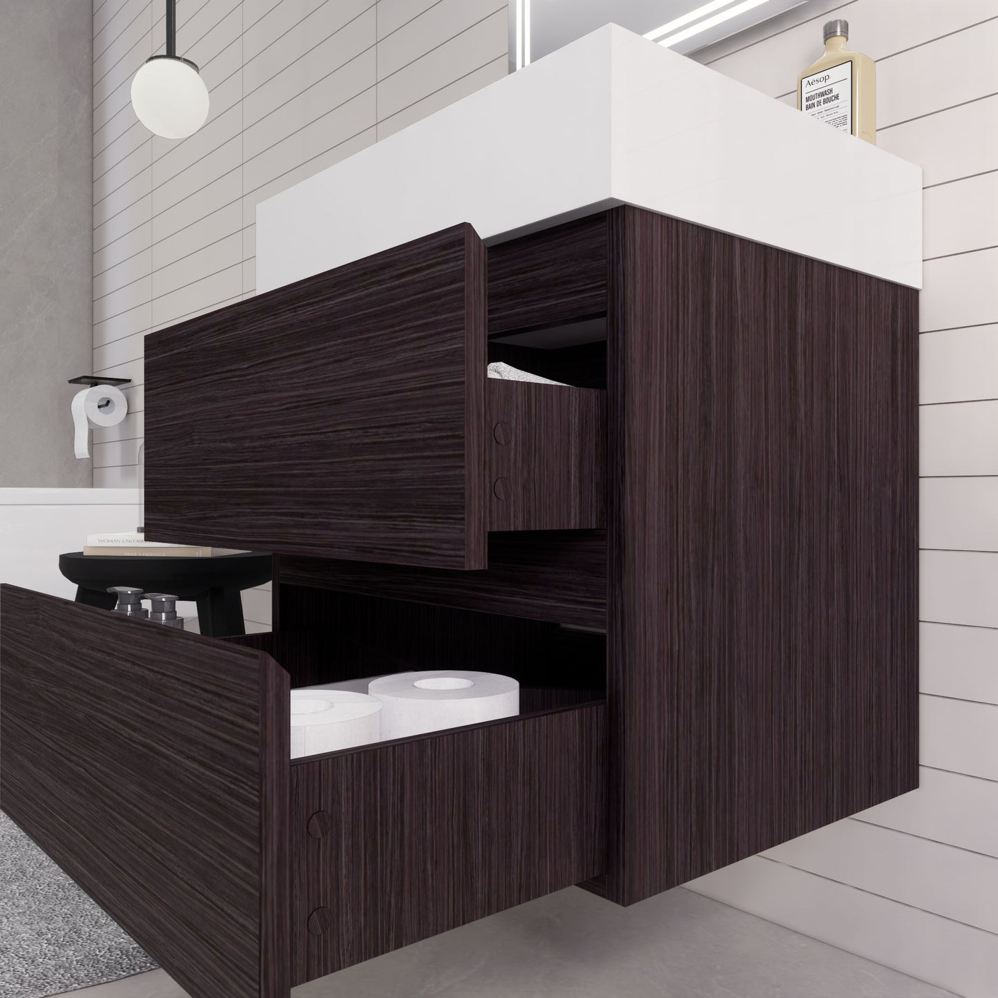 Monterey 24" Wall Mounted Bathroom Vanity with Reinforced Acrylic Integrated Sink Top
