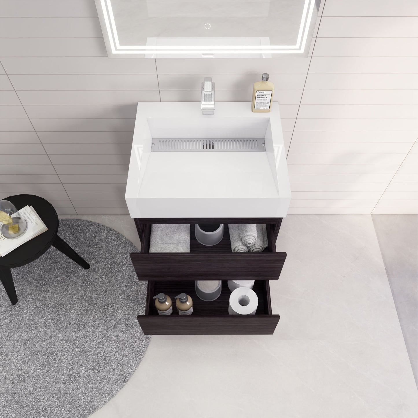 Monterey 24" Wall Mounted Bathroom Vanity with Reinforced Acrylic Integrated Sink Top
