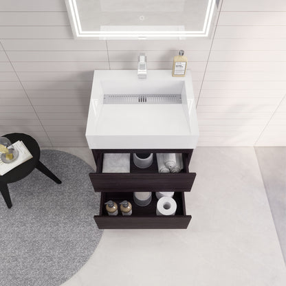 Monterey 24" Wall Mounted Bathroom Vanity with Reinforced Acrylic Integrated Sink Top