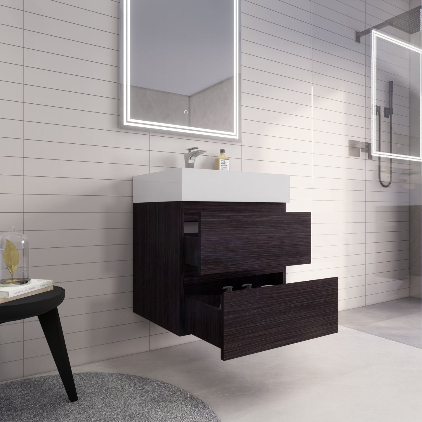 Monterey 24" Wall Mounted Bathroom Vanity with Reinforced Acrylic Integrated Sink Top