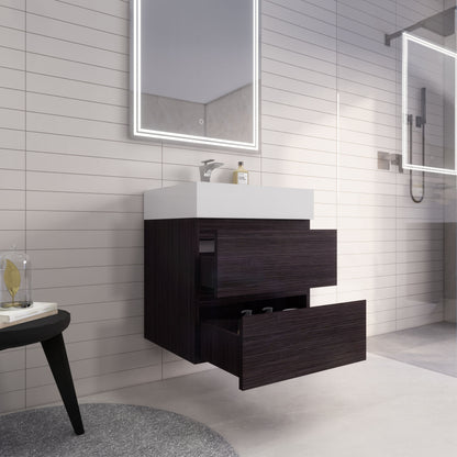 Monterey 24" Wall Mounted Bathroom Vanity with Reinforced Acrylic Integrated Sink Top