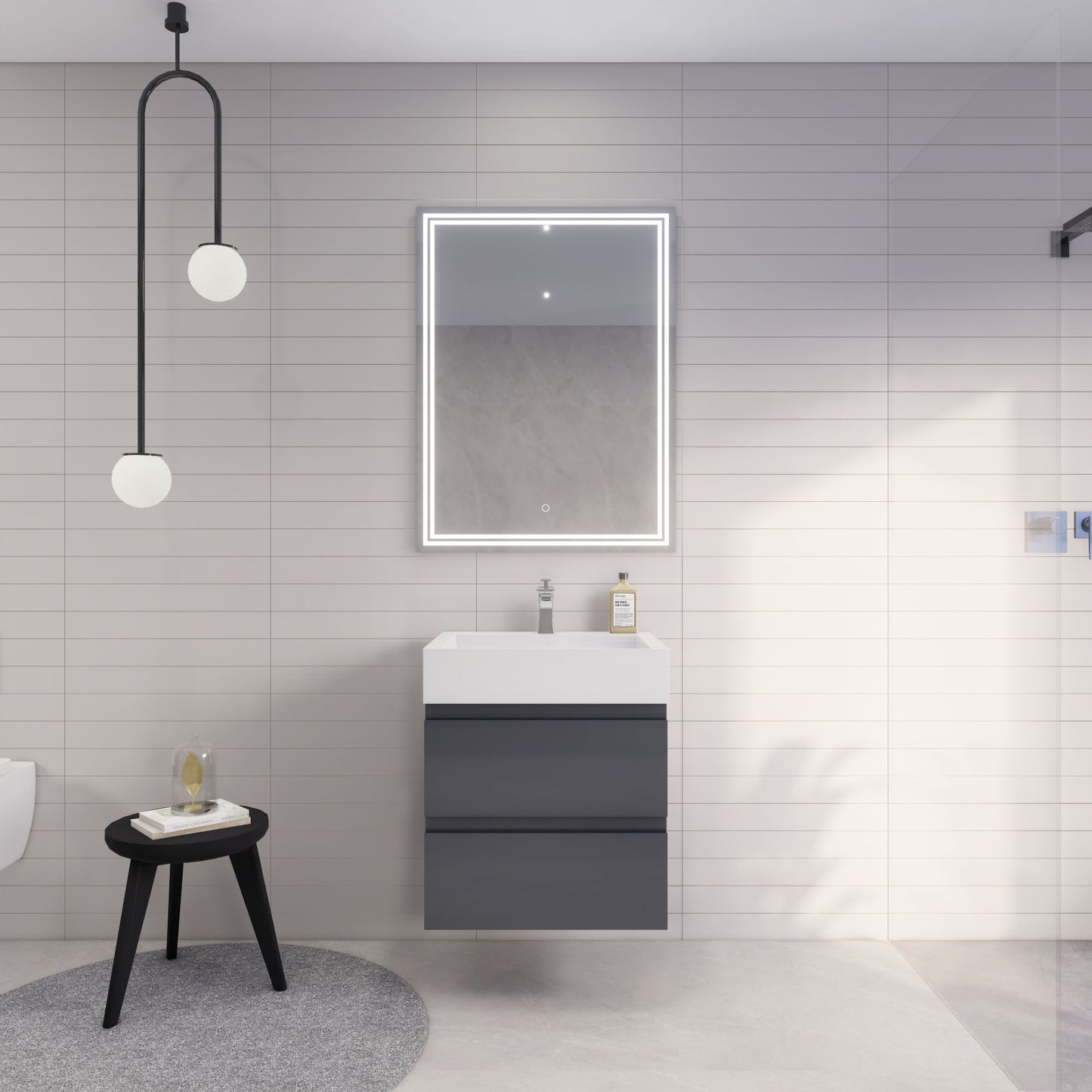 Monterey 24" Wall Mounted Bathroom Vanity with Reinforced Acrylic Integrated Sink Top