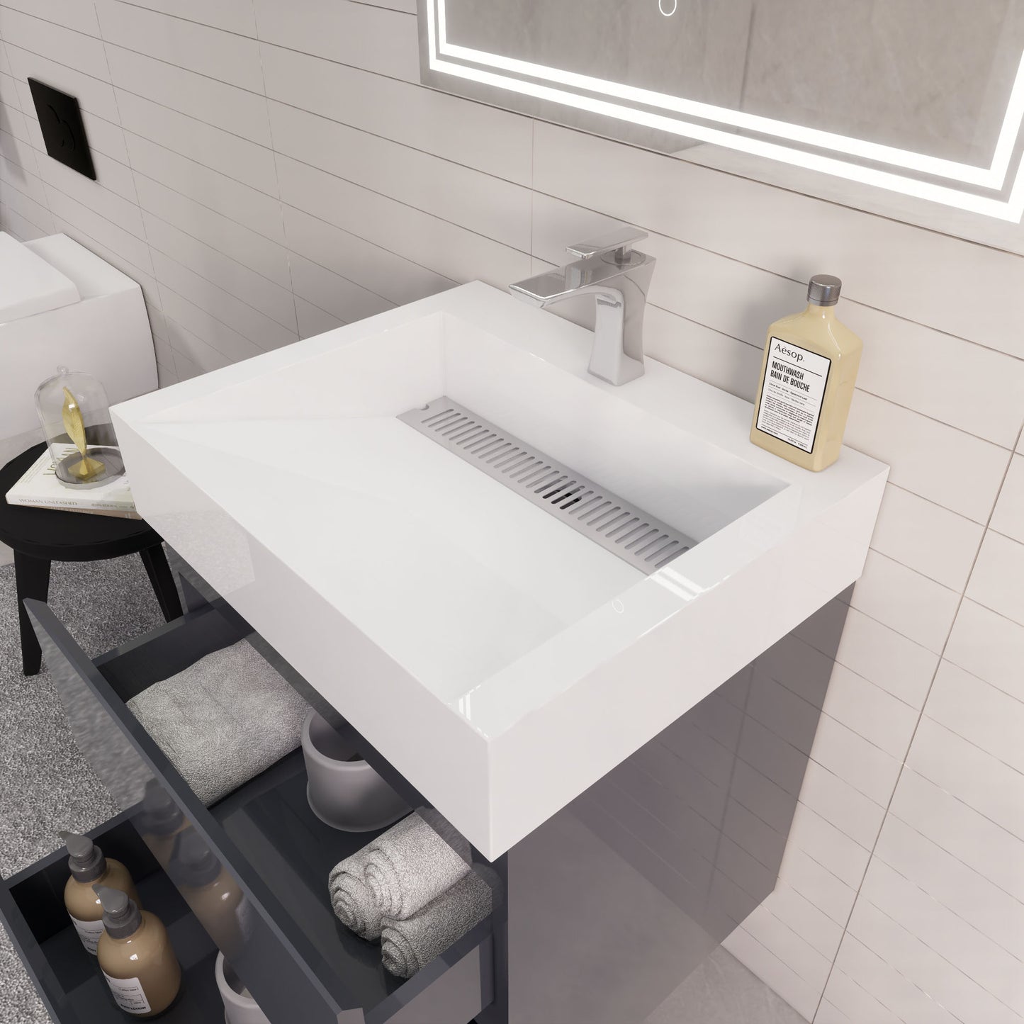 Monterey 24" Wall Mounted Bathroom Vanity with Reinforced Acrylic Integrated Sink Top