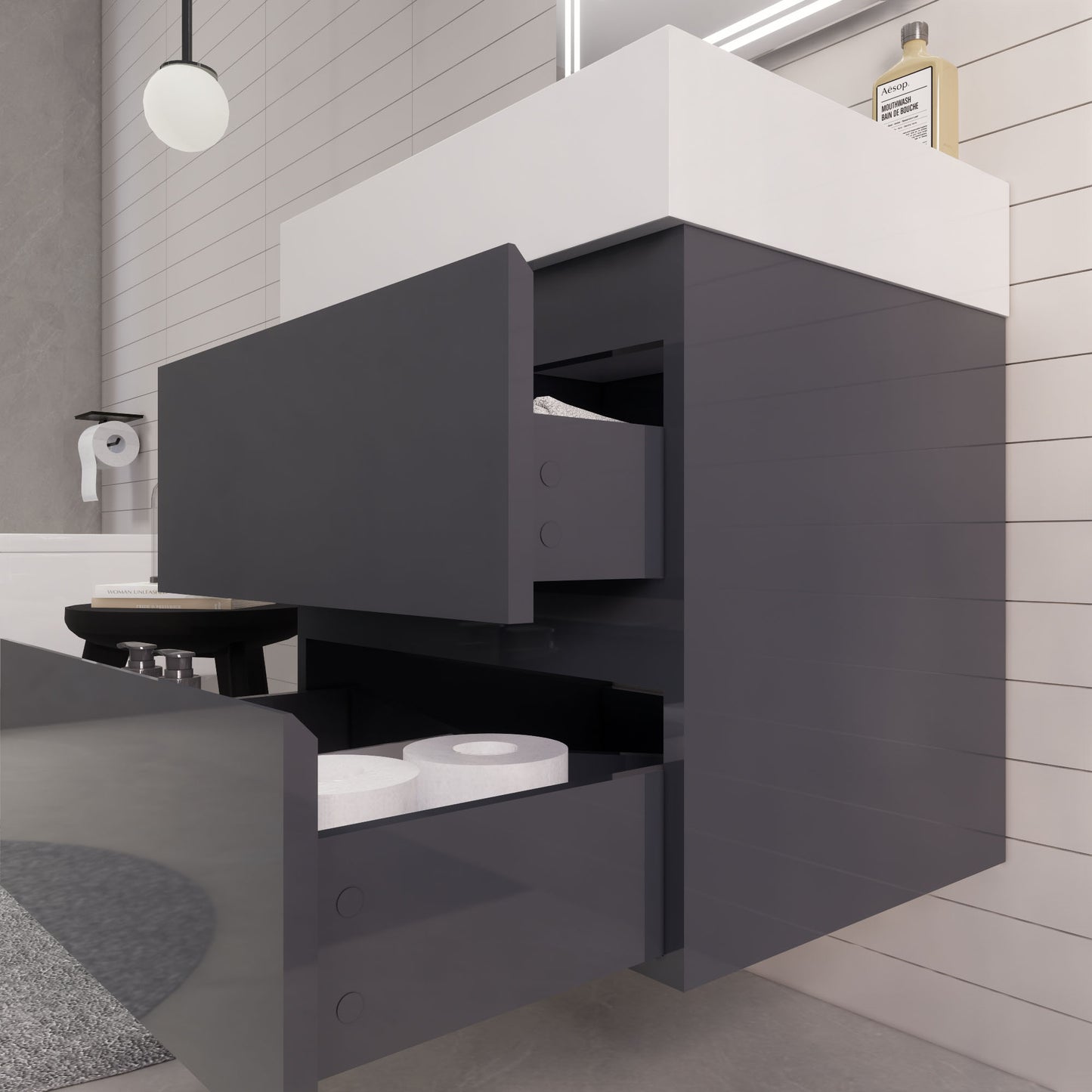 Monterey 24" Wall Mounted Bathroom Vanity with Reinforced Acrylic Integrated Sink Top