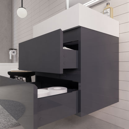 Monterey 24" Wall Mounted Bathroom Vanity with Reinforced Acrylic Integrated Sink Top