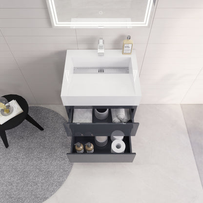 Monterey 24" Wall Mounted Bathroom Vanity with Reinforced Acrylic Integrated Sink Top