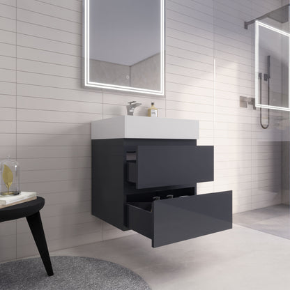 Monterey 24" Wall Mounted Bathroom Vanity with Reinforced Acrylic Integrated Sink Top