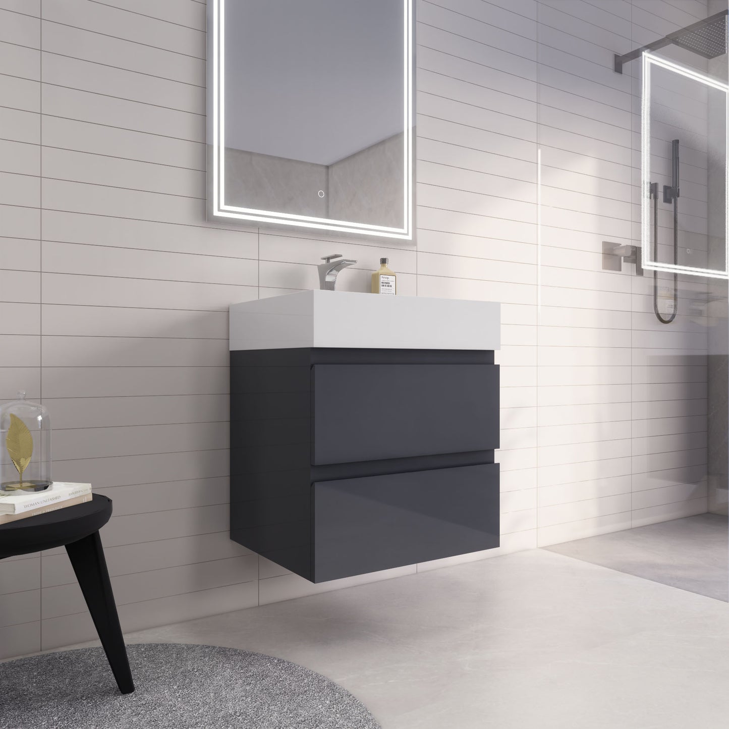 Monterey 24" Wall Mounted Bathroom Vanity with Reinforced Acrylic Integrated Sink Top