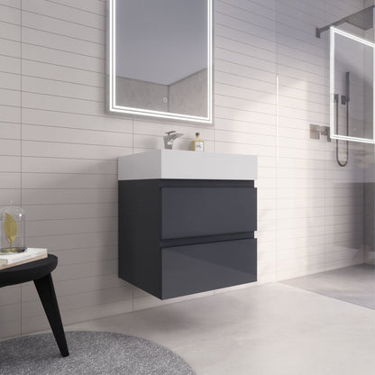 Monterey 24" Wall Mounted Bathroom Vanity with Reinforced Acrylic Integrated Sink Top