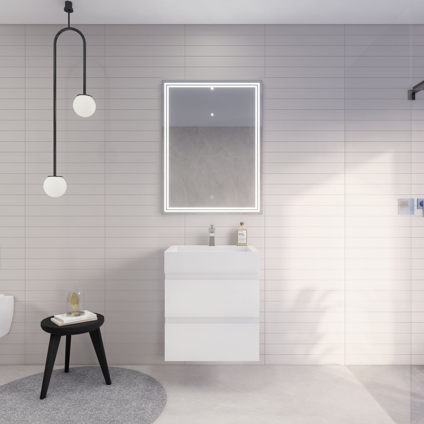 Monterey 24" Wall Mounted Bathroom Vanity with Reinforced Acrylic Integrated Sink Top