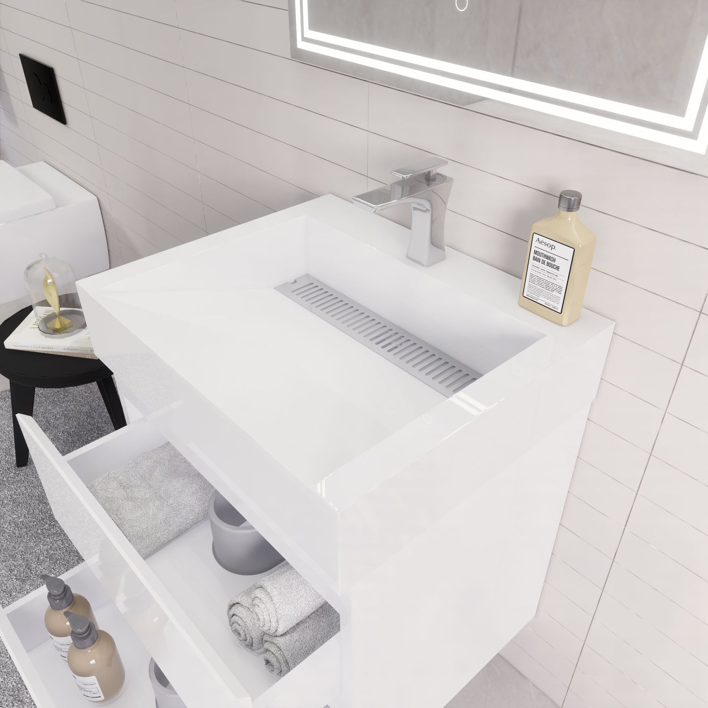 Monterey 24" Wall Mounted Bathroom Vanity with Reinforced Acrylic Integrated Sink Top