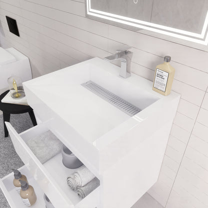 Monterey 24" Wall Mounted Bathroom Vanity with Reinforced Acrylic Integrated Sink Top