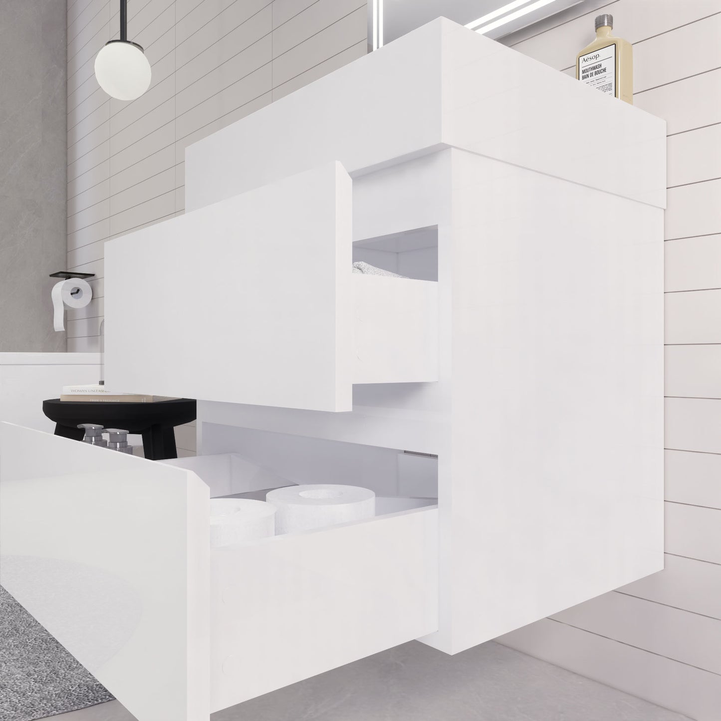 Monterey 24" Wall Mounted Bathroom Vanity with Reinforced Acrylic Integrated Sink Top