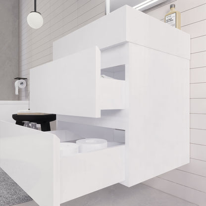 Monterey 24" Wall Mounted Bathroom Vanity with Reinforced Acrylic Integrated Sink Top