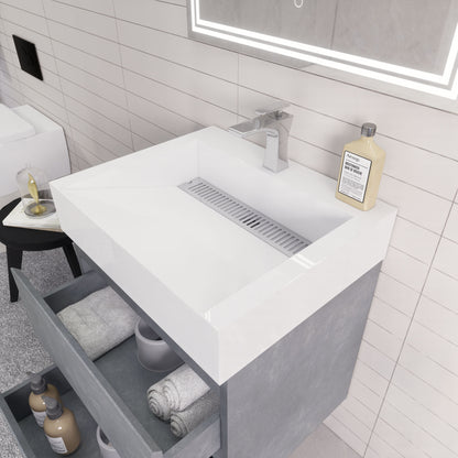 Monterey 24" Wall Mounted Bathroom Vanity with Reinforced Acrylic Integrated Sink Top