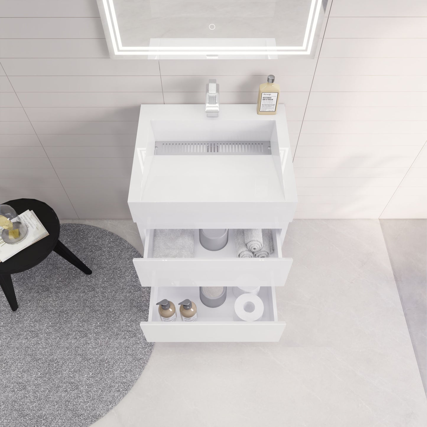 Monterey 24" Wall Mounted Bathroom Vanity with Reinforced Acrylic Integrated Sink Top