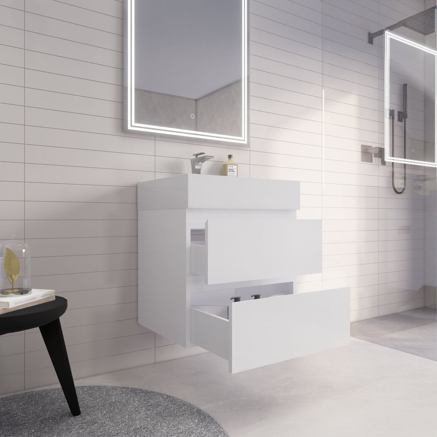 Monterey 24" Wall Mounted Bathroom Vanity with Reinforced Acrylic Integrated Sink Top