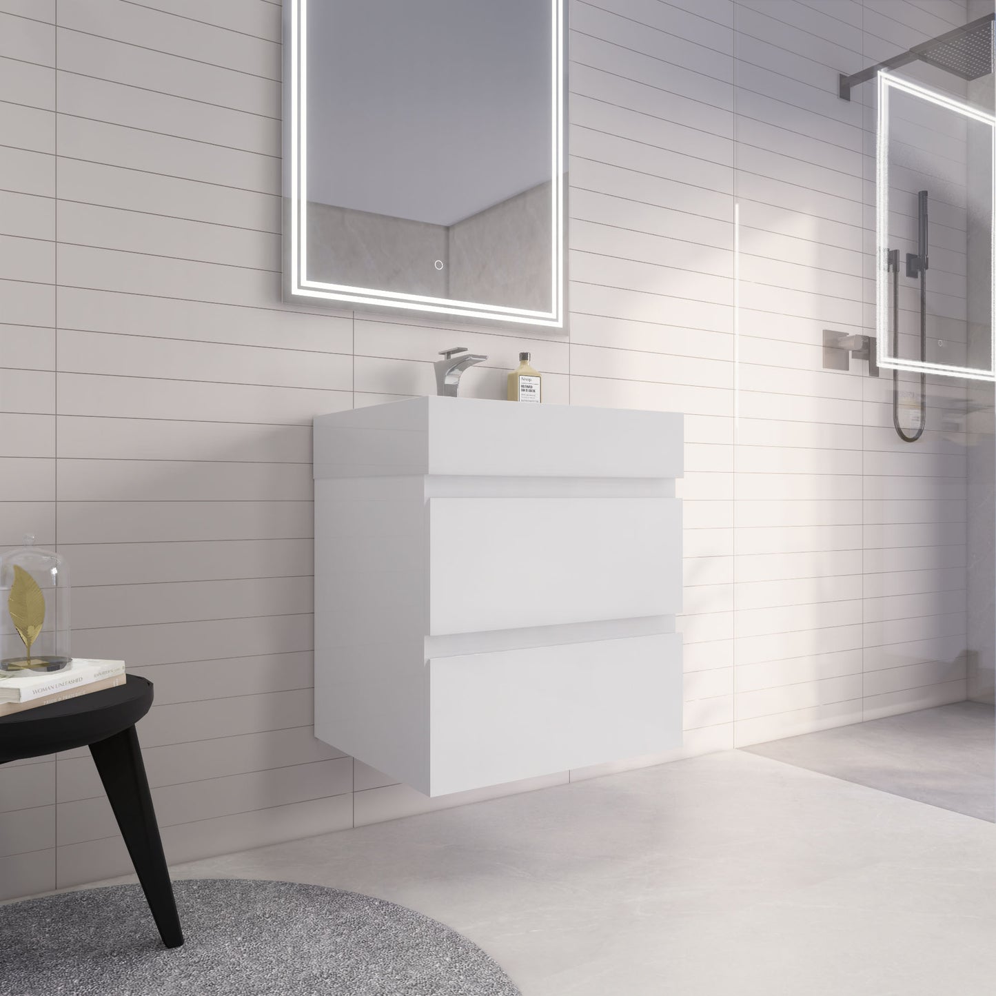 Monterey 24" Wall Mounted Bathroom Vanity with Reinforced Acrylic Integrated Sink Top