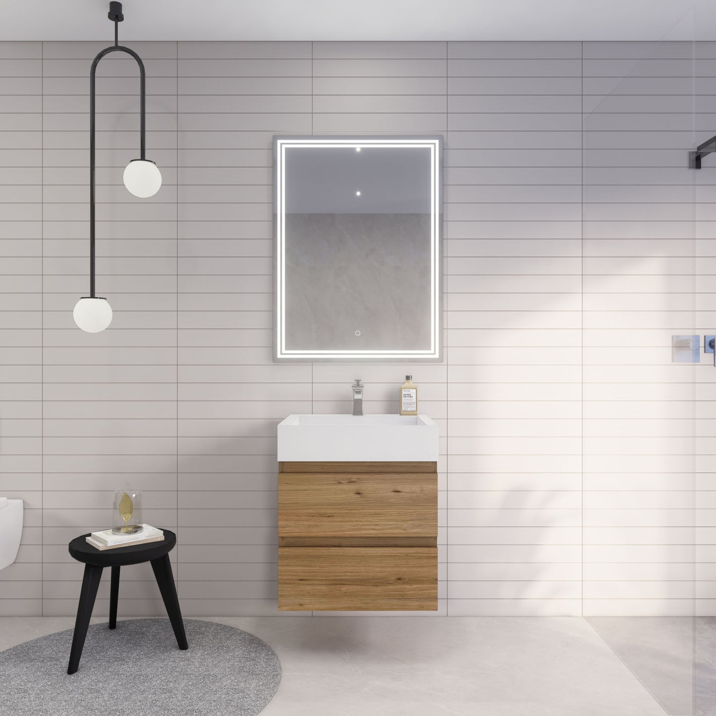 Monterey 24" Wall Mounted Bathroom Vanity with Reinforced Acrylic Integrated Sink Top