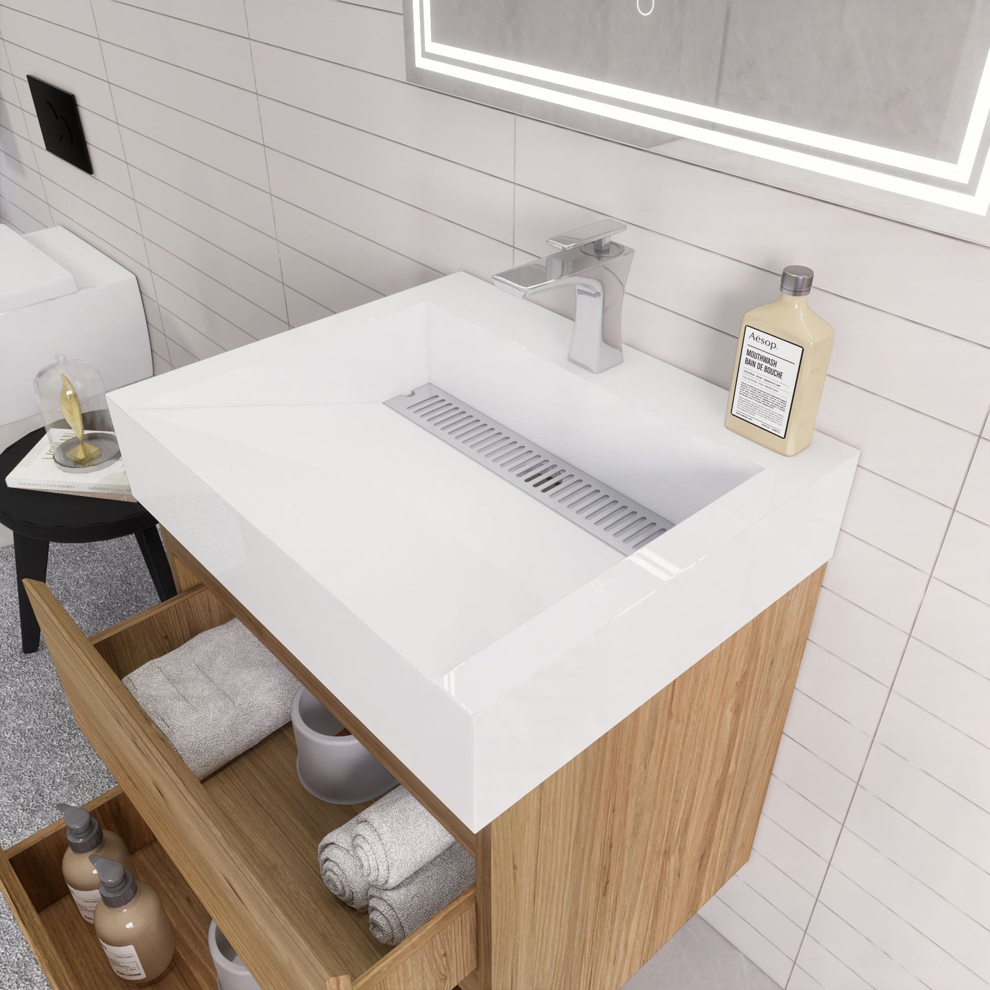 Monterey 24" Wall Mounted Bathroom Vanity with Reinforced Acrylic Integrated Sink Top