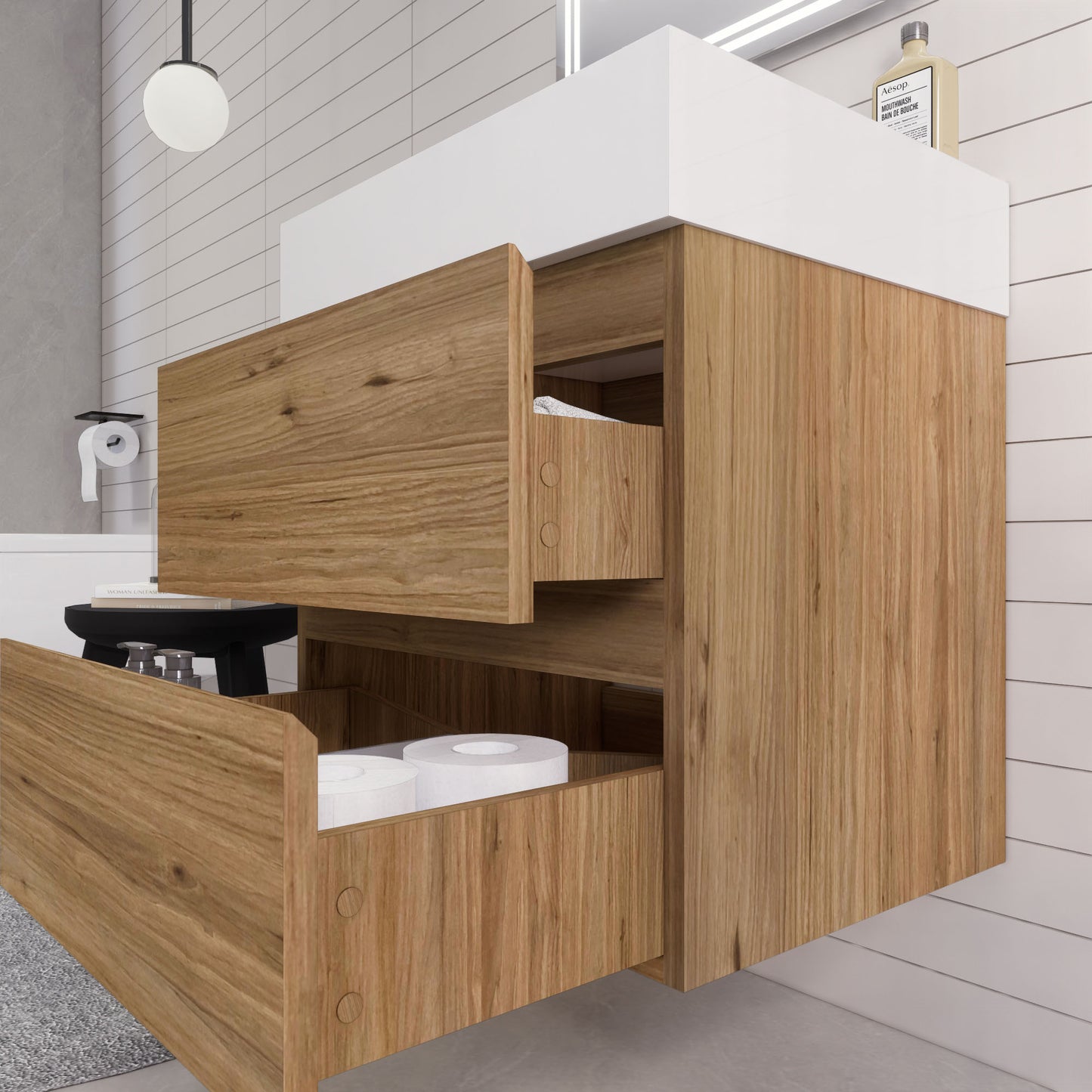 Monterey 24" Wall Mounted Bathroom Vanity with Reinforced Acrylic Integrated Sink Top