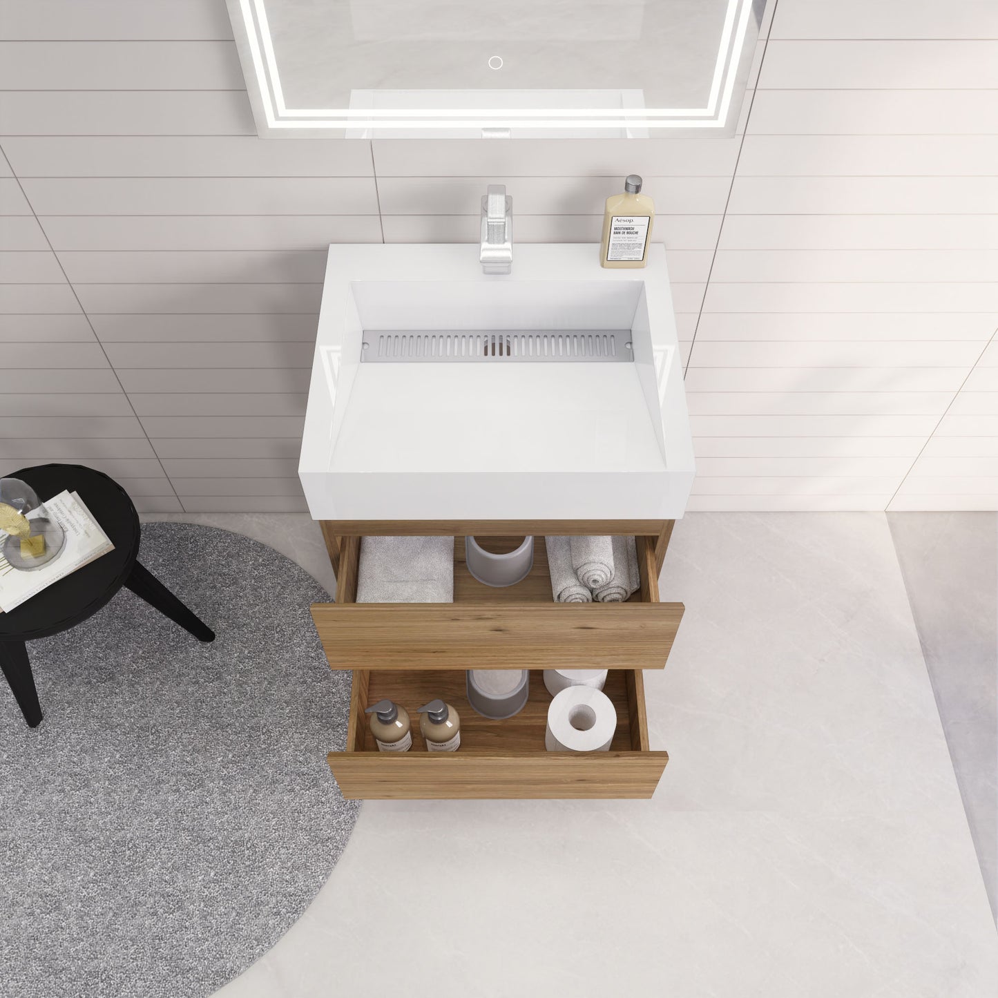 Monterey 24" Wall Mounted Bathroom Vanity with Reinforced Acrylic Integrated Sink Top