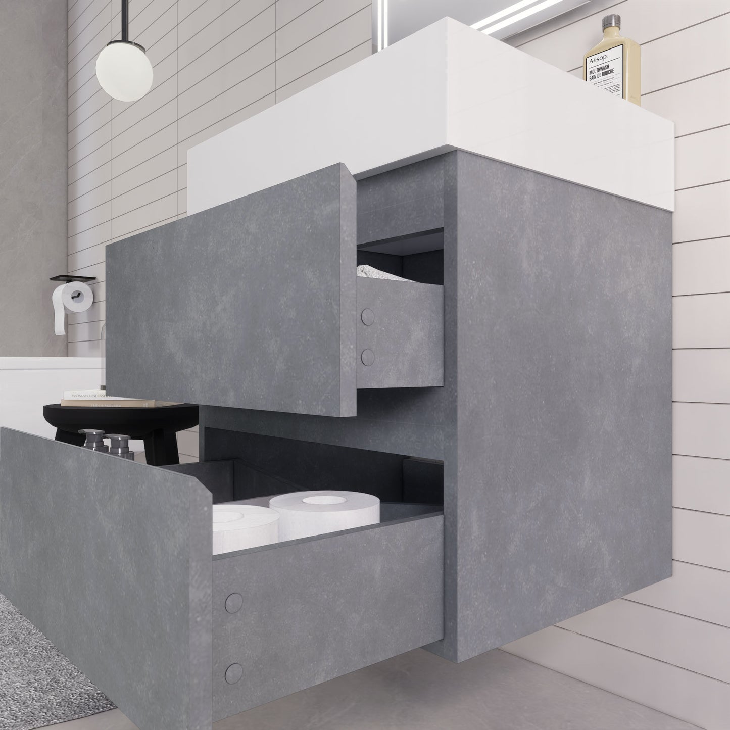 Monterey 24" Wall Mounted Bathroom Vanity with Reinforced Acrylic Integrated Sink Top