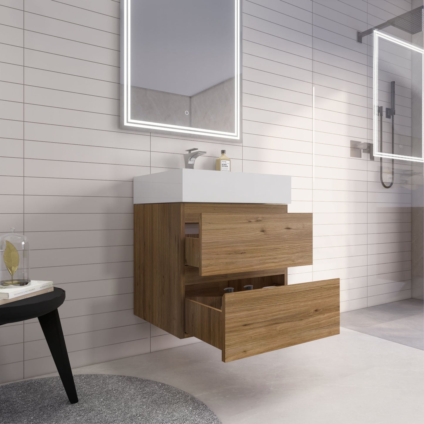 Monterey 24" Wall Mounted Bathroom Vanity with Reinforced Acrylic Integrated Sink Top