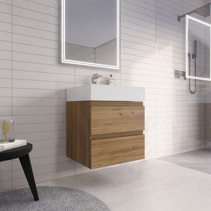 Monterey 24" Wall Mounted Bathroom Vanity with Reinforced Acrylic Integrated Sink Top
