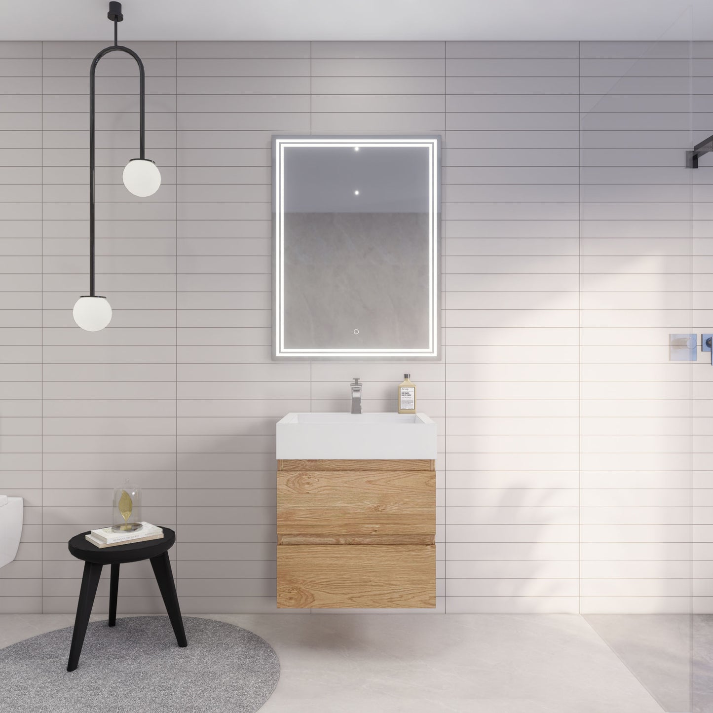 Monterey 24" Wall Mounted Bathroom Vanity with Reinforced Acrylic Integrated Sink Top