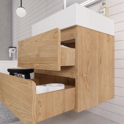 Monterey 24" Wall Mounted Bathroom Vanity with Reinforced Acrylic Integrated Sink Top