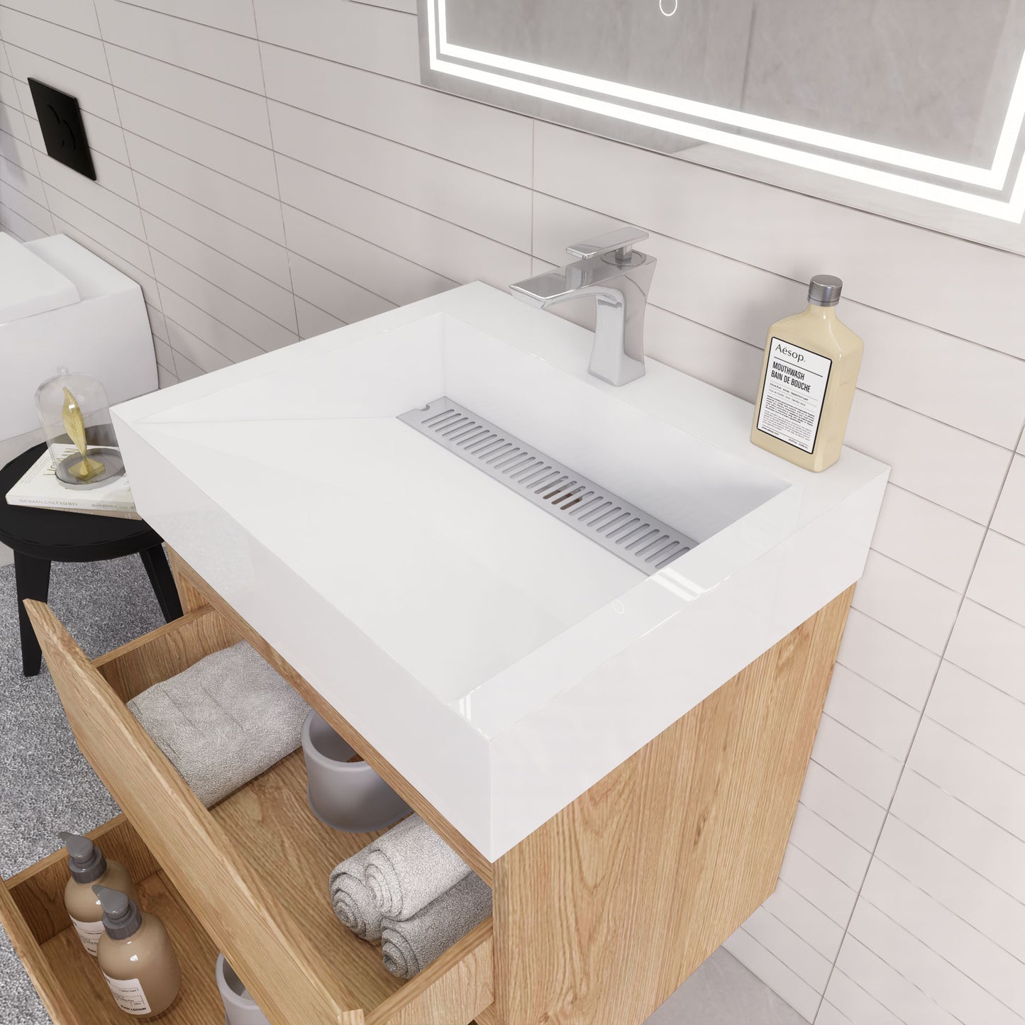 Monterey 24" Wall Mounted Bathroom Vanity with Reinforced Acrylic Integrated Sink Top