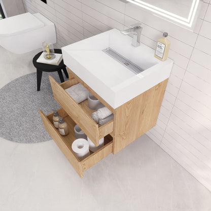 Monterey 24" Wall Mounted Bathroom Vanity with Reinforced Acrylic Integrated Sink Top
