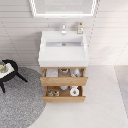 Monterey 24" Wall Mounted Bathroom Vanity with Reinforced Acrylic Integrated Sink Top