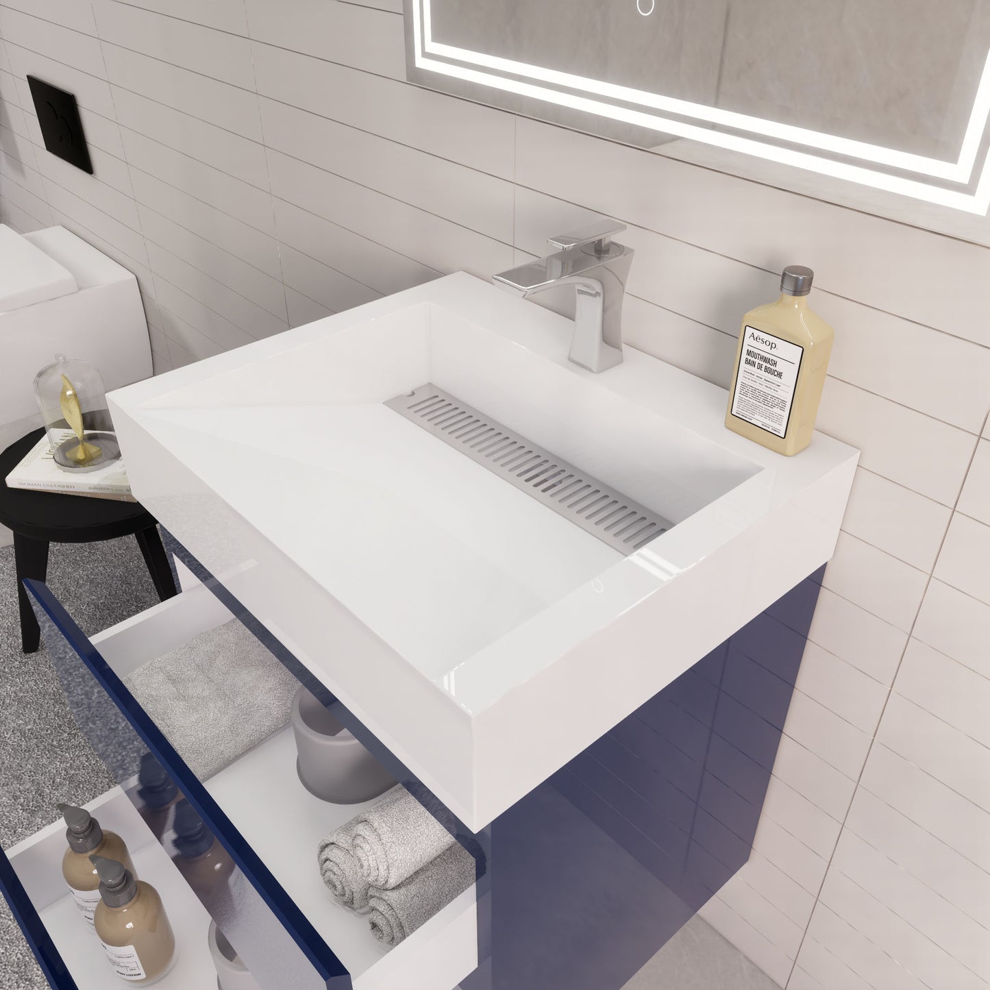 Monterey 24" Wall Mounted Bathroom Vanity with Reinforced Acrylic Integrated Sink Top