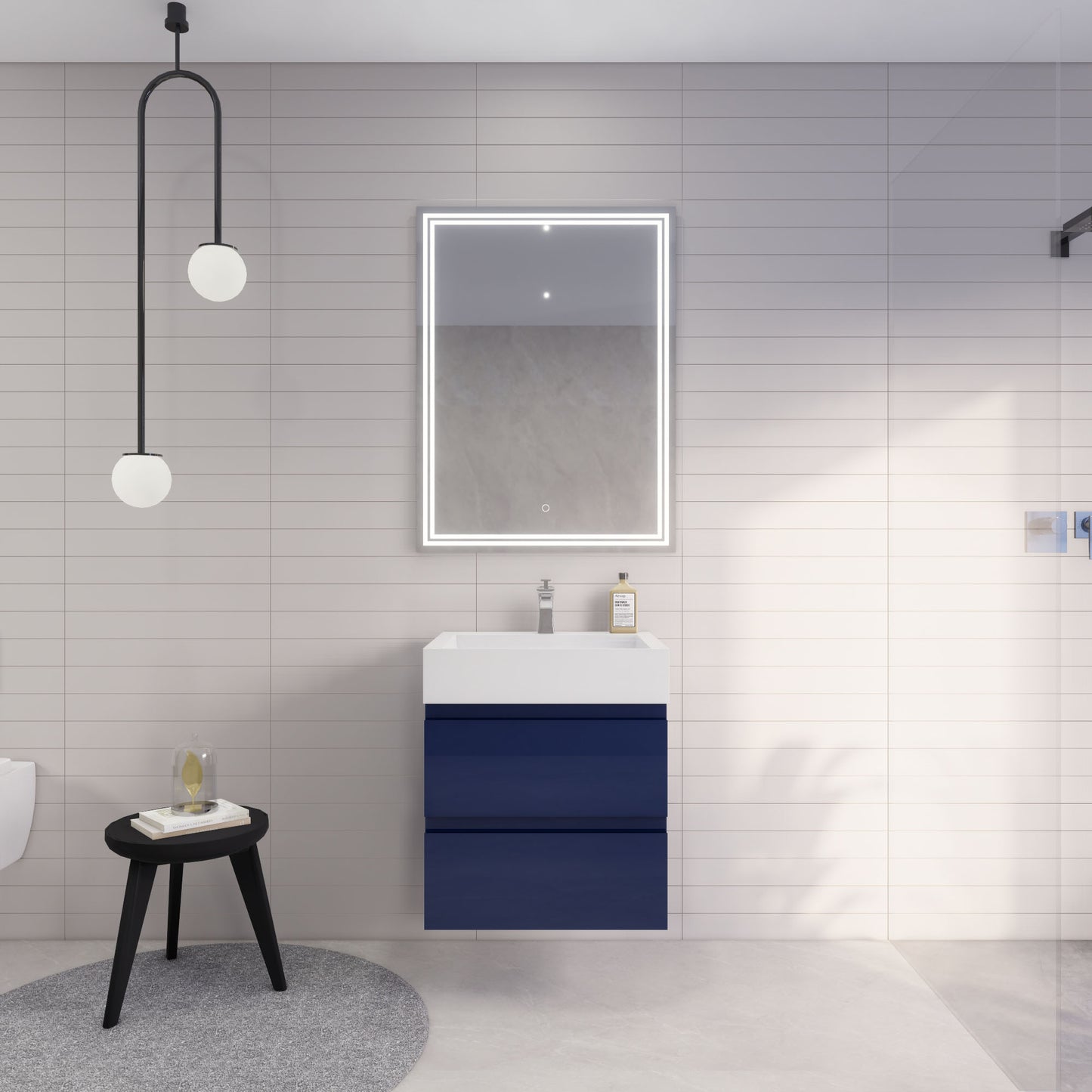 Monterey 24" Wall Mounted Bathroom Vanity with Reinforced Acrylic Integrated Sink Top