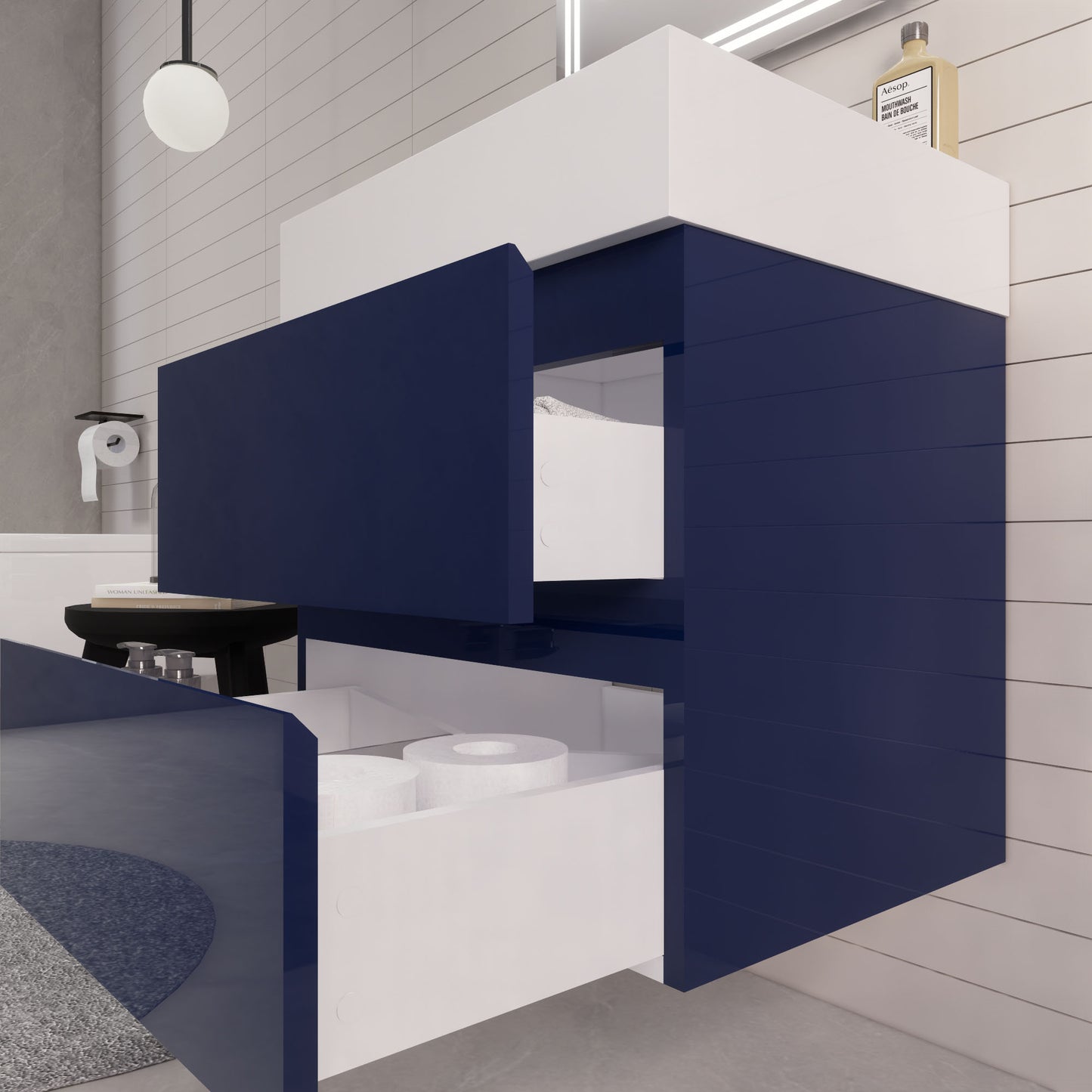 Monterey 24" Wall Mounted Bathroom Vanity with Reinforced Acrylic Integrated Sink Top