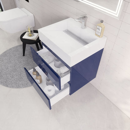 Monterey 24" Wall Mounted Bathroom Vanity with Reinforced Acrylic Integrated Sink Top