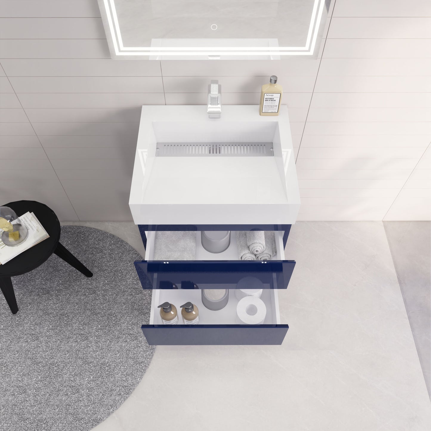 Monterey 24" Wall Mounted Bathroom Vanity with Reinforced Acrylic Integrated Sink Top