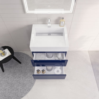 Monterey 24" Wall Mounted Bathroom Vanity with Reinforced Acrylic Integrated Sink Top