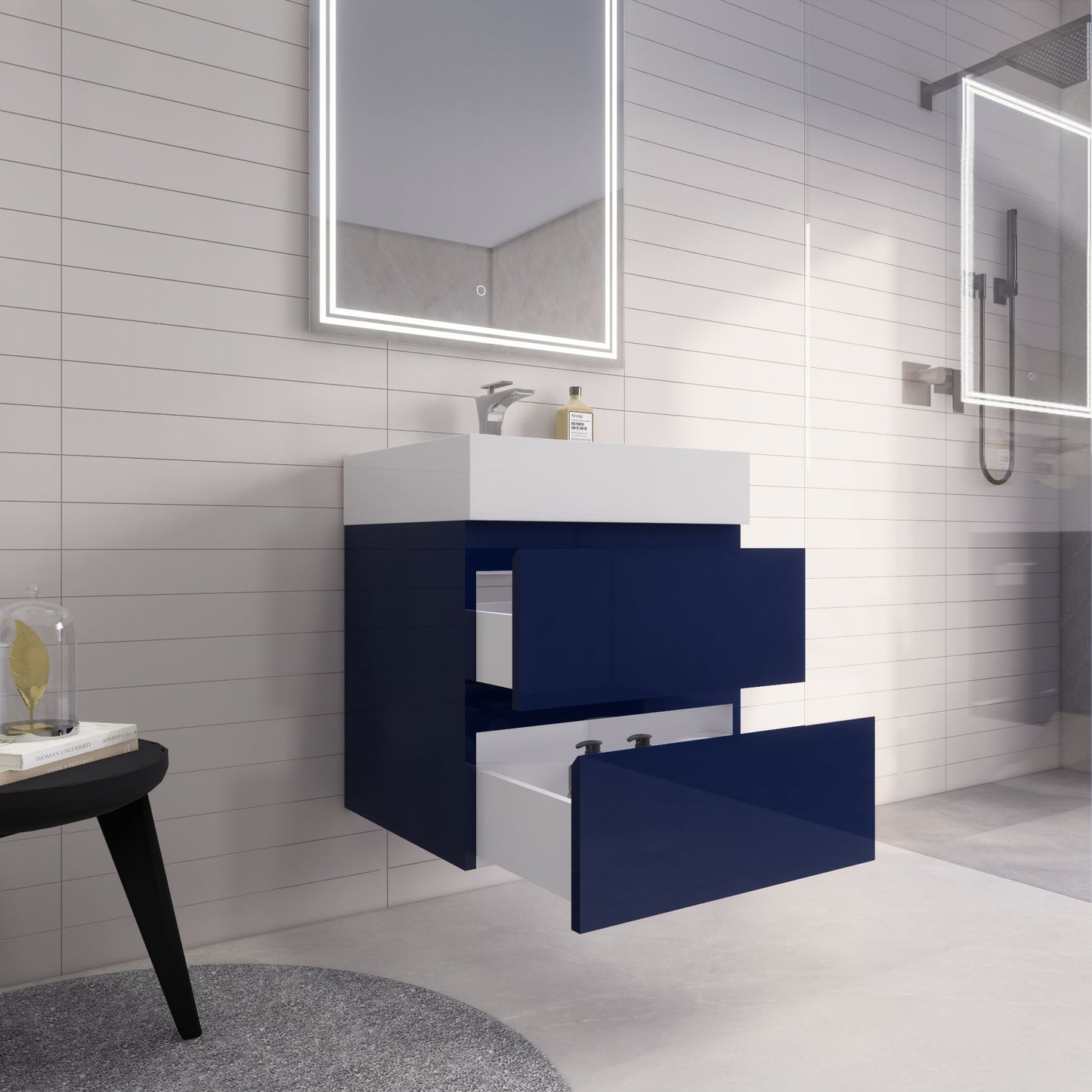 Monterey 24" Wall Mounted Bathroom Vanity with Reinforced Acrylic Integrated Sink Top