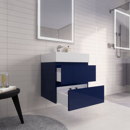 Monterey 24" Wall Mounted Bathroom Vanity with Reinforced Acrylic Integrated Sink Top