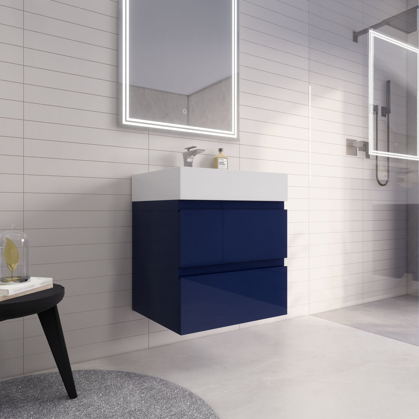Monterey 24" Wall Mounted Bathroom Vanity with Reinforced Acrylic Integrated Sink Top