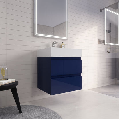 Monterey 24" Wall Mounted Bathroom Vanity with Reinforced Acrylic Integrated Sink Top